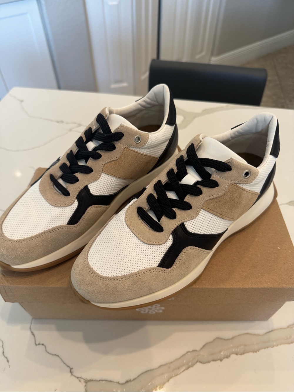 Naot Women’s Beige, Black & White Retro-Style Sneakers